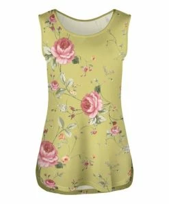 Lily | Green & Pink Floral Hi-Low Tank - Plus