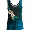Lily | Black & Teal Dragonfly Sleeveless Scoop-Neck Top - Plus