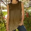 Lily | Brown Leopard Ombré Pleat-Front Sleeveless Tunic - Plus