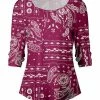 Lily | Plum & White Paisley Boatneck Top - Women