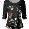 Lily | Black Floral Boatneck Top - Women