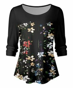 Lily | Black Floral Boatneck Top - Women