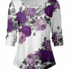 Lily | Purple & White Floral Boatneck Top - Plus