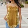 Lily | Gold & Cream Floral Pointed-Hem Sleeveless Tunic - Women