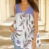 Lily | White & Lavender Floral V-Neck Sleeveless Tunic - Plus