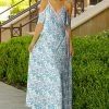 Lily | White & Blue Ditsy Cutout Maxi Dress - Plus