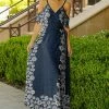 Lily | Blue & White Floral Cutout Maxi Dress - Plus