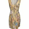 Lily | Gold & Blue Floral Sleeveless Midi Dress - Women