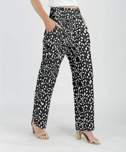 Lily | Black & White Floral Pocket Pants - Plus