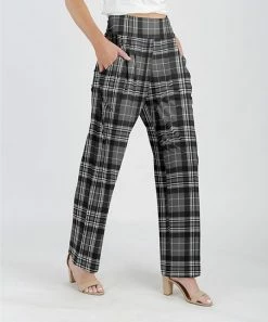 Lily | Black & Gray Plaid Pocket Pants - Plus