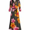 Lily | Black & Orange Polka Dot Floral Tie-Waist Maxi Shirt Dress - Women