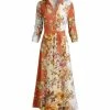 Lily | Coral & Cream Floral Tie-Waist Maxi Shirt Dress - Plus