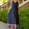 Lily | Navy & Red Floral Side-Slit Wrap Cutout Maxi Dress - Plus