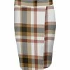 Lily | Brown & White Plaid Wrap Pencil Skirt