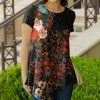 Lily | Black & Red Floral Handkerchief Tunic - Women