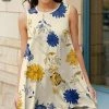Lily | Yellow & Blue Floral Sleeveless Tunic - Women