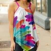 Lily | Fuchsia & Aqua Floral Gathered Sleeveless Tunic - Plus