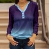 Lily | Purple & Aqua Ombré Long-Sleeve Button-Front Tunic - Plus