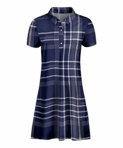 Lily | Navy & White Plaid Collard Button-Front T-Shirt Dress - Women