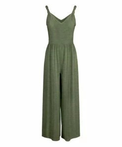 Lily | Green V-Neck Sleeveless Jumpsuit - Plus