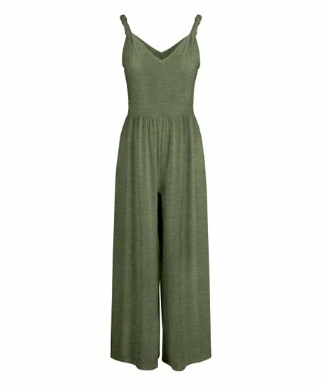 Lily | Green V-Neck Sleeveless Jumpsuit - Plus 1 Lily | Green V-Neck Sleeveless Jumpsuit - Plus