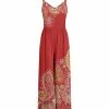 Lily | Red & Gold Paisley Wide-Leg Jumpsuit - Women