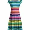 Lily | Blue & Multicolor Stripe Cap-Sleeve Dress - Plus