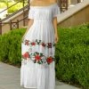 Lily | White & Red Floral Off-Shoulder Maxi Dress - Plus