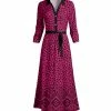 Lily | Pink & Black Cheetah Tie-Waist Maxi Shirt Dress - Women