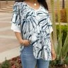 Lily | Navy & White Ruffle-Sleeve Tunic - Plus