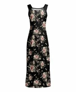 Lily | Black & Pink Floral Sleeveless Maxi Dress - Women