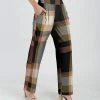 Lily | Beige & Black Plaid Pocket High-Waist Pants - Women & Plus