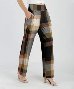 Lily | Beige & Black Plaid Pocket High-Waist Pants - Women & Plus