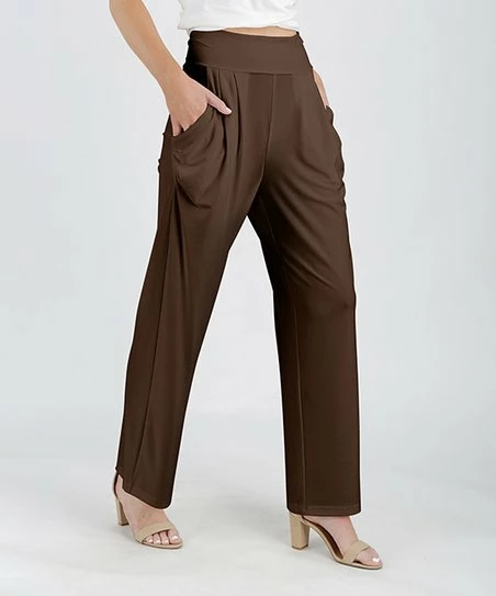 Lily | Brown Pocket High-Waist Pants - Women & Plus 1 Lily | Brown Pocket High-Waist Pants - Women & Plus