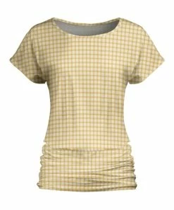 Lily | Yellow Gingham Short-Sleeve Ruched-Hem Tunic - Plus