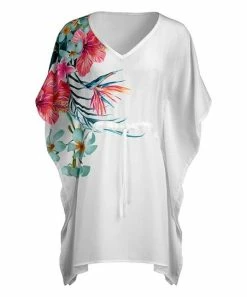 Lily | White & Pink Floral V-Neck Tunic - Plus