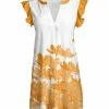Lily | White & Orange Floral Flutter-Sleeve Tunic - Plus