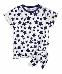 Lily | Navy & White Star Side-Tie Top - Plus