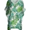 Lily | White & Green Leaf Tied V-Neck Caftan - Women & Plus