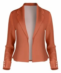 Lily | Coral Orange Notch-Lapel Blazer - Women