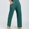 Lily | Dark Teal Floral Wide-Leg Pants - Women