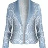 Lily | Blue & White Arabesque Notch-Lapel Blazer - Women