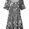 Lily | Gray & White Floral Scoop Neck Tunic - Women