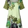 Lily | Green & Yellow Floral Scoop Neck Tunic - Plus