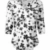 Lily | Black & Gray Floral Three-Quarter Sleeve Notch Neck Tunic - Women
