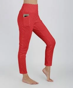 Lily | Red & White Polka Dot Pocket Leggings - Women