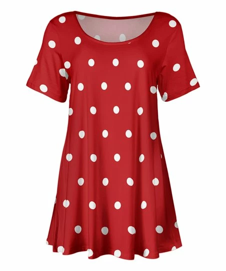 Lily | Red & White Polka Dot Scoop Neck Tunic - Women & Plus 1 Lily | Red & White Polka Dot Scoop Neck Tunic - Women & Plus