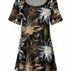 Lily | Black & Beige Floral Sketch Scoop Neck Tunic - Women