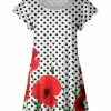 Lily | White & Black Polka Dot Floral Flutter-Sleeve Tunic - Women