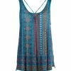 Lily | Blue & Red Geometric Crisscross-Back Sleeveless Tunic - Women